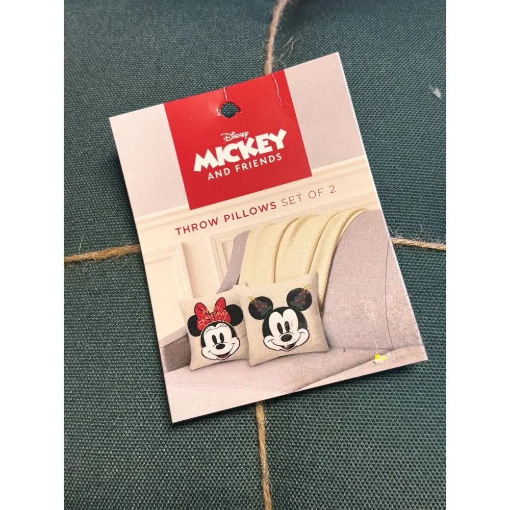 Disney Mickey & Minnie Mouse Christmas Throw Pillow Set Holiday Decor
